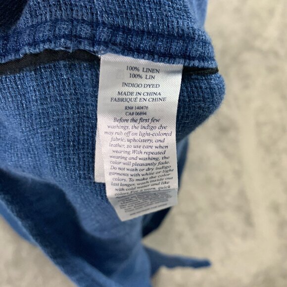 Faherty Shirt Mens XXL Blue Short Sleeve Button Down 100% Linen Indigo Dyed - Picture 7 of 10